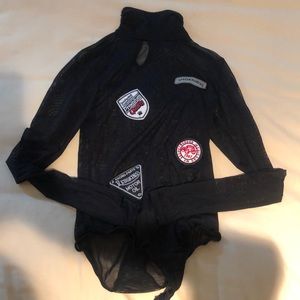 Black mesh patches Body suit